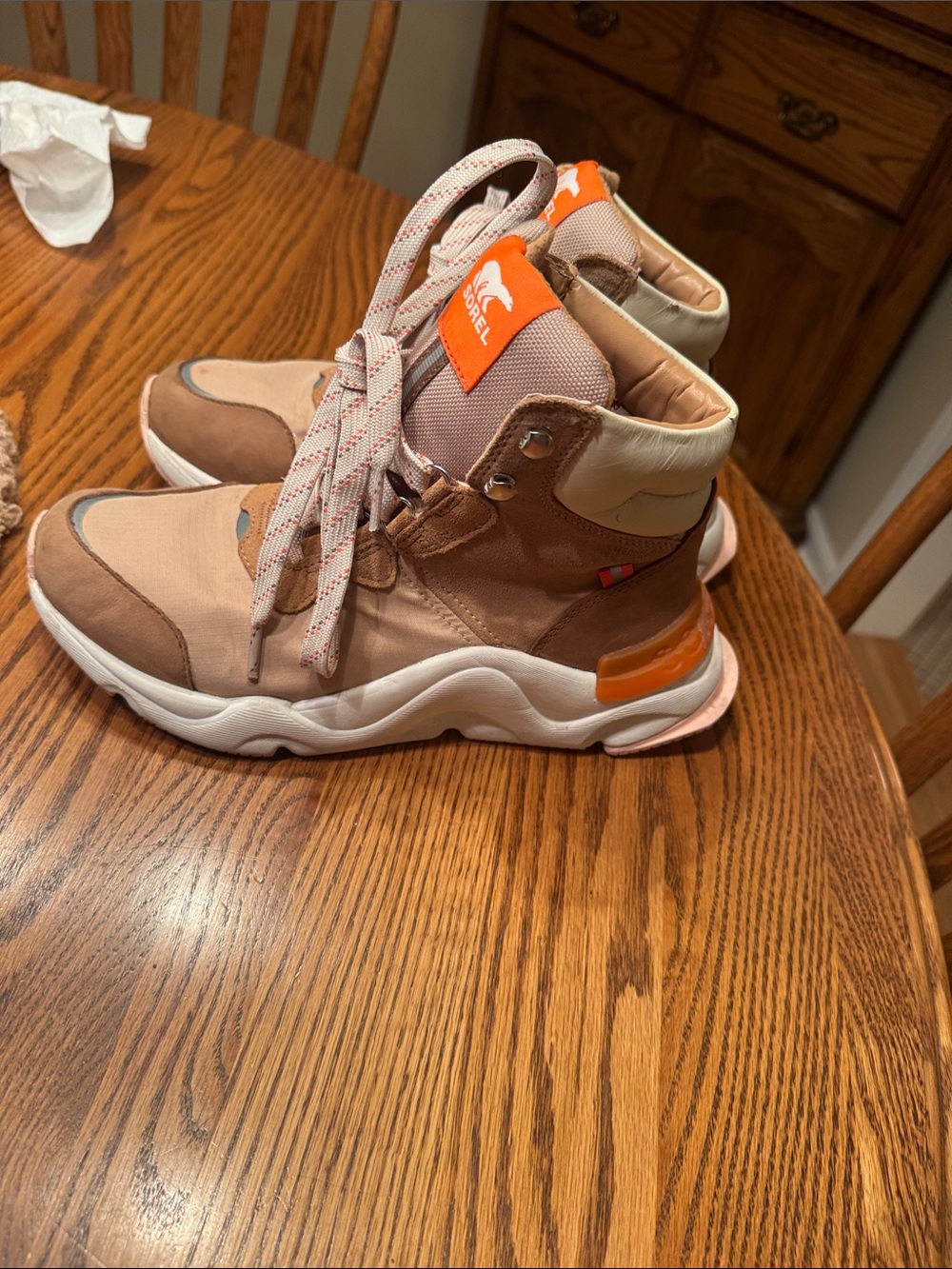 Sorel Women’s Tan & Orange High-Top Sneakers